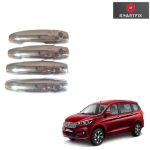 Maruti Suzuki Ertiga 2022 Sensor Catch Cover with Sensor Hole Door Handle Cover/Protector, Chrome Finish, Silver, ABS Material, Set of 4 Pcs