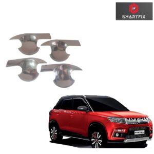 Finger Bowl for Maruti Suzuki Brezza 2015 Onwards Models, Finger Bowl Cover/Guard, Finger Grip, Chrome Finish, ABS Material, Silver, 1 Set of 4 Pcs