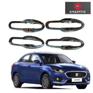 Finger Guards for Maruti Suzuki Dzire 2017-2025, Silver, Finger Bowl, Chrome, 1 Set of 4 Pcs, with Adhesive Back