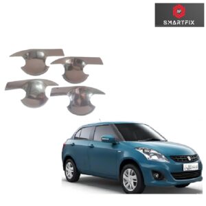 Finger Bowl for Maruti Suzuki Dzire 2012, Finger Bowl Cover/Guard, Finger Grip, Chrome Finish, ABS Material, Silver, 1 Set of 4Pcs
