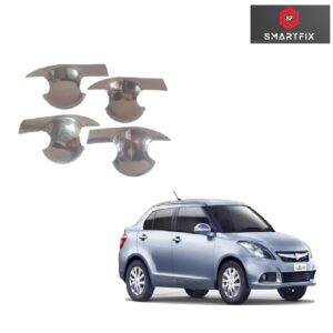 Finger Bowl for Maruti Suzuki Dzire 2015, Finger Bowl Cover/Guard, Finger Grip, Chrome Finish, ABS Material, Silver, 1 Set of 4Pcs