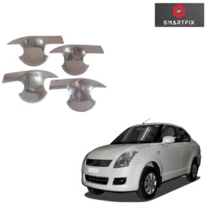 Finger Bowl for Maruti Suzuki Dzire Old Model, Finger Bowl Cover/Guard, Finger Grip, Chrome Finish, ABS Material, Silver, 1 Set of 4Pcs