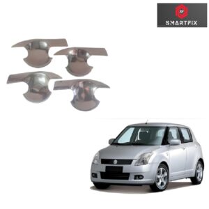 Finger Bowl for Maruti Suzuki Swift 2009 Model, Finger Bowl Cover/Guard, Finger Grip, Chrome Finish, ABS Material, Silver, 1 Set of 4Pcs