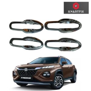 Chrome Door Handle Bowl Finger Guards for Maruti Suzuki Fronx 2024, Silver, Finger Bowl, 1 Set of 4 Pcs, with Adhesive Back