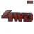 4WD Metal 3D Badge Car Monogram Sticker Logo, Chrome, Red, Universal 4×4 Vehicle, 14×4.5×0.5 cm with Adhesive, 4 Dimensional